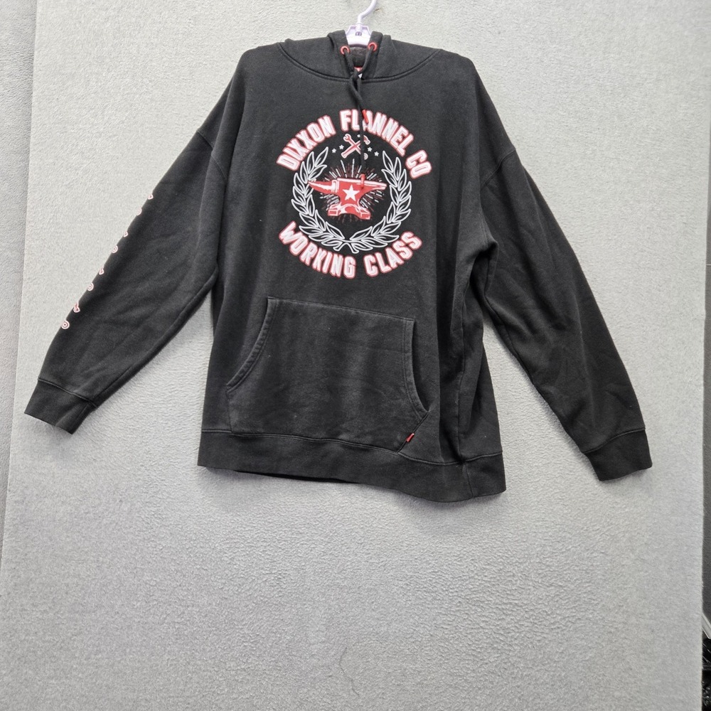 Dixxon Men Hoodie XL Black Working Class Logo Graphic Print Fleece Pullover